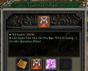 Luyện hóa Trang bị Thủy Hoàng (Áo, Bội và Tay)