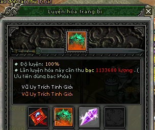 Luyện hóa Trang bị Vũ Uy (Áo, Phù & Nhẫn)